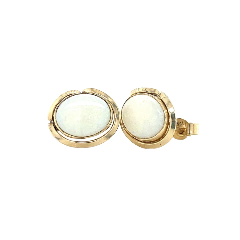 Vintage 12K Gold Stud Earrings with Opal