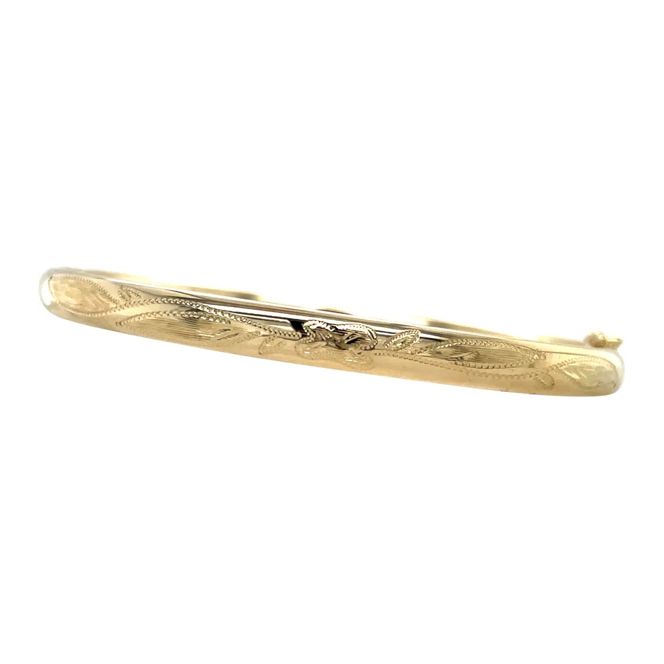 Vintage 14K Gold Bangle with Engraving