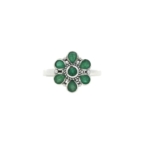 Vintage Sterling Silver Ring with Emerald