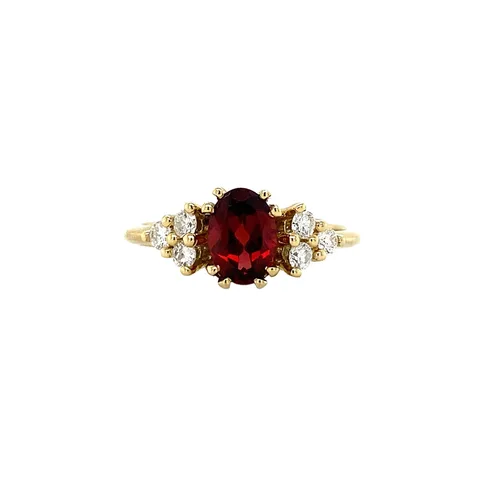 Vintage Audrey 14K Gold Ring, Merlot