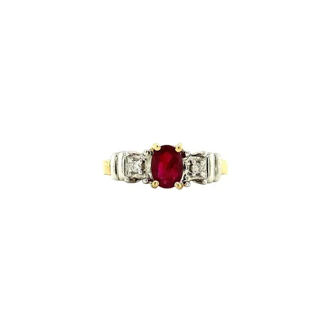 Vintage 10K Gold Ring with Ruby and Diamond
