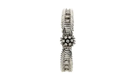 Vintage 14K White Gold Bracelet with Diamond