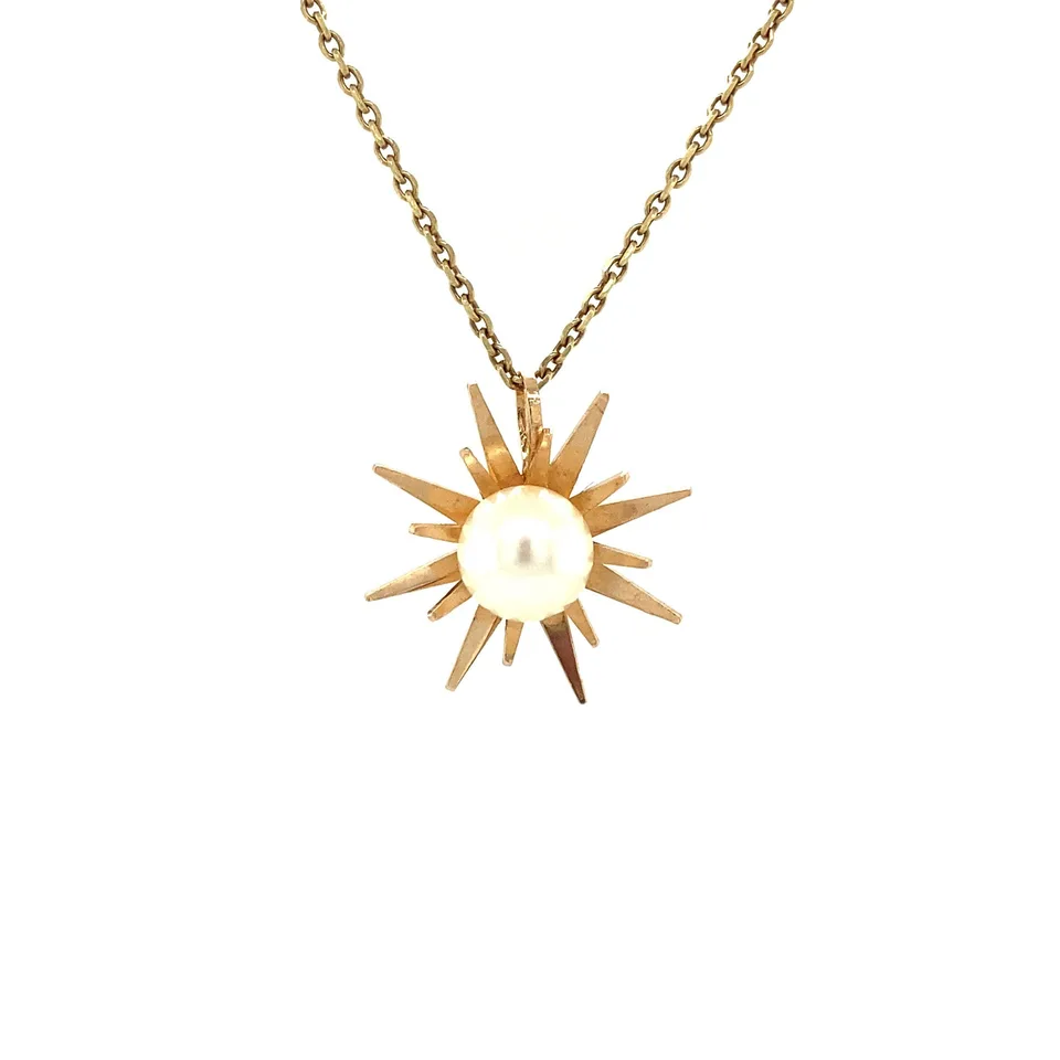 Vintage 14K Gold Pendant with Pearl