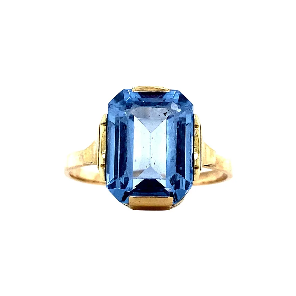 Vintage 12K Gold Ring with Blue Spinel