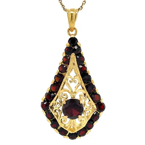 Vintage 18K Gold Cluster Pendant with Garnet