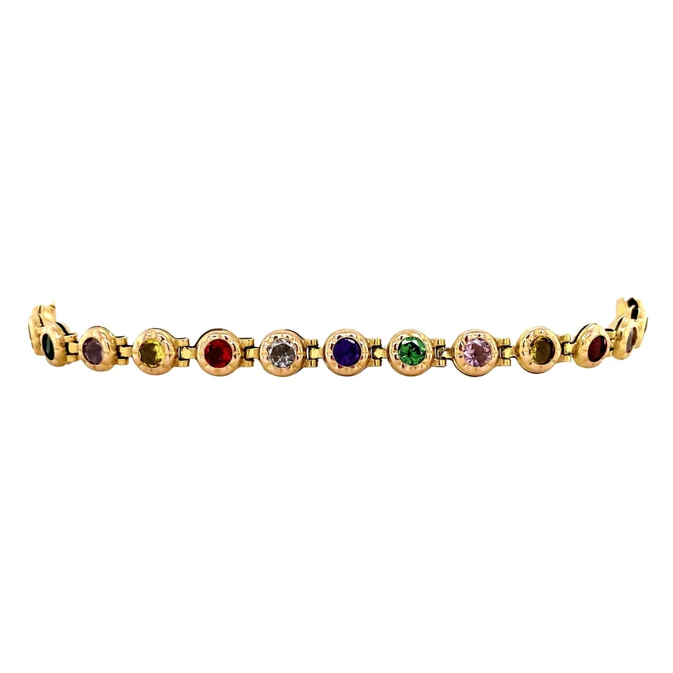 Vintage 14K Gold Bracelet with Cubic Zirconia 19 cm