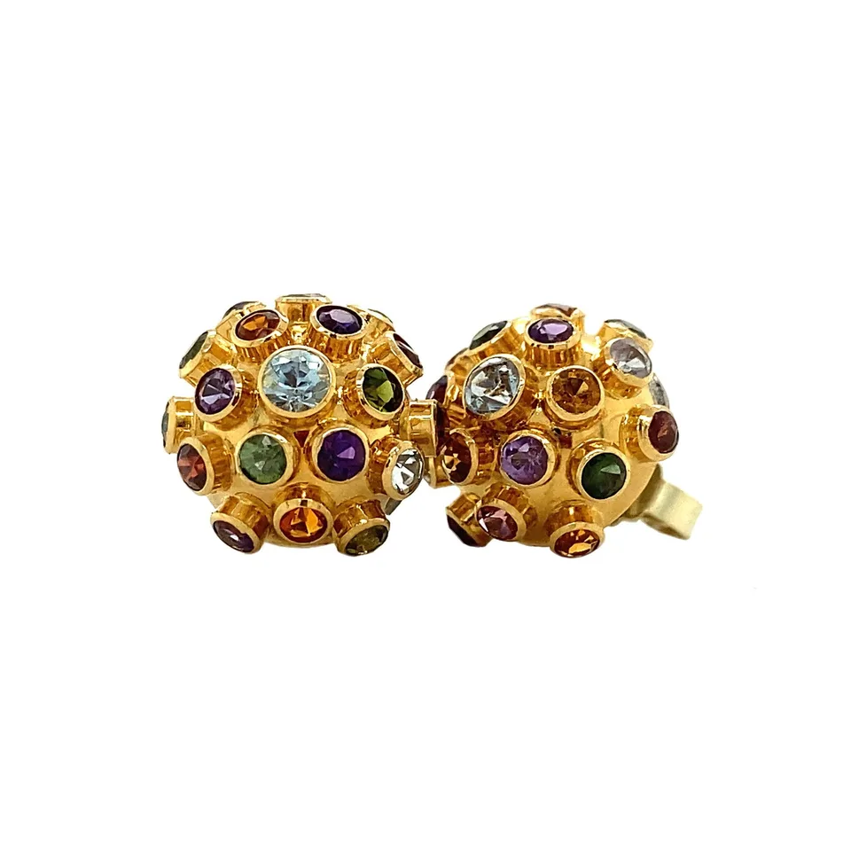 Vintage 18K Gold Cocktail Stud Earrings