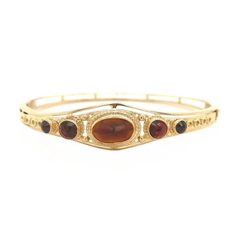 Vintage 14K Gold Bangle with Garnet