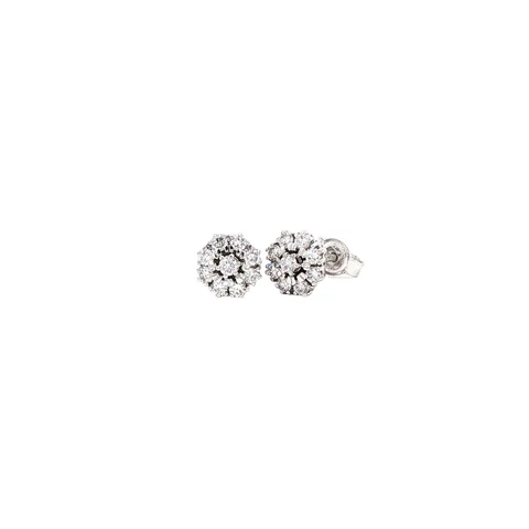 Vintage 14K White Gold Stud Earrings with Diamond