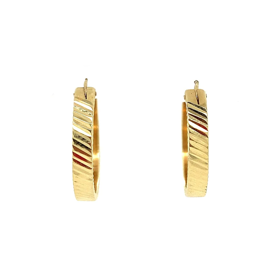 Vintage 14K Gold Fancy Hoop Earrings