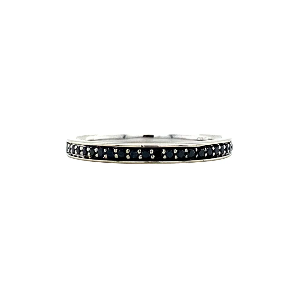 Vintage 14K White Gold Ring with Black Diamond