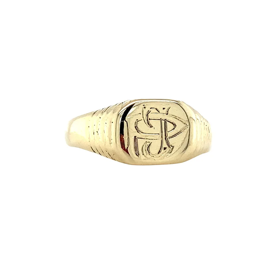 Vintage 14K Gold Signet Ring with Engraving
