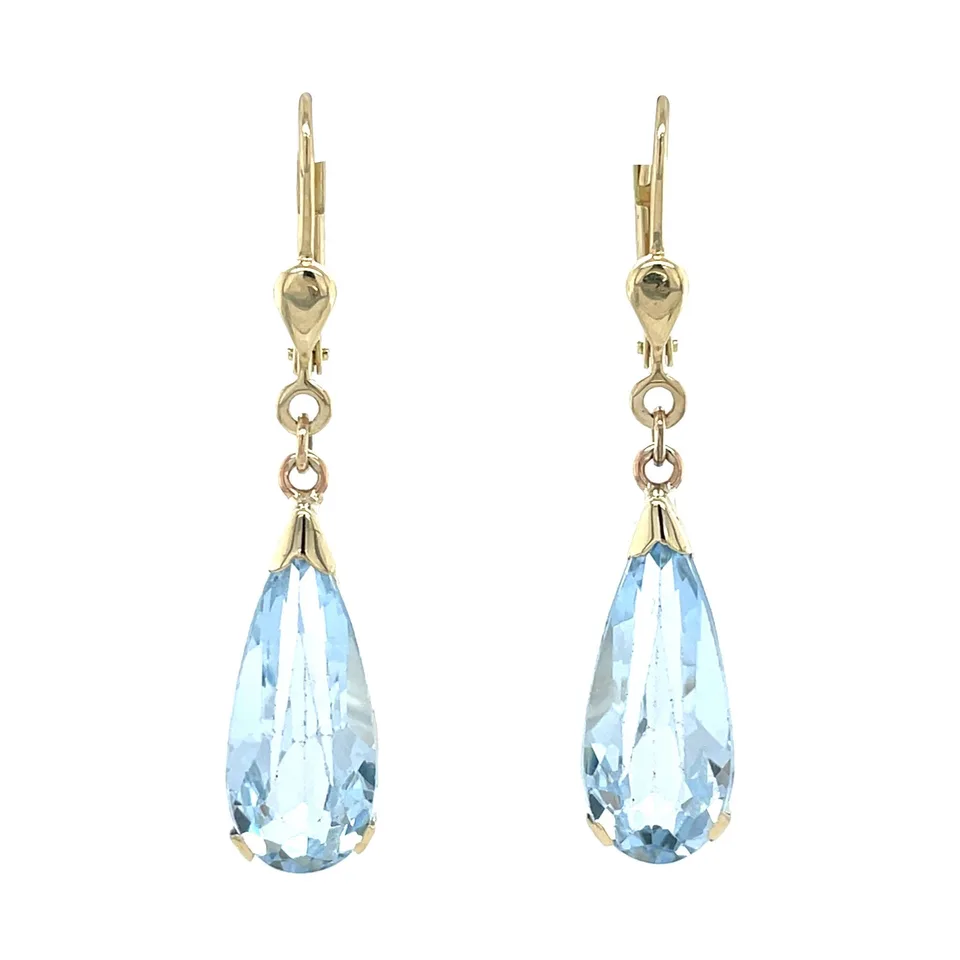 Vintage 14K Gold Drop Earrings with Spinel