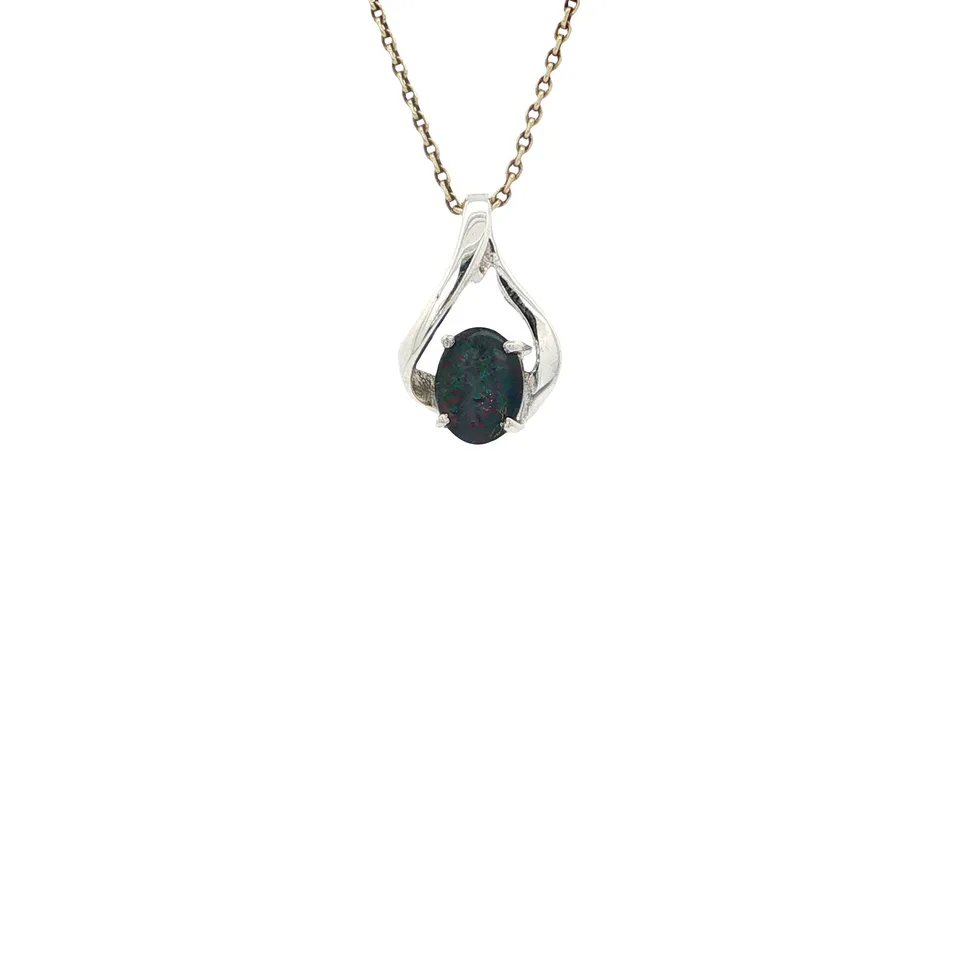 Vintage Sterling Silver Pendant with Opal Triplet