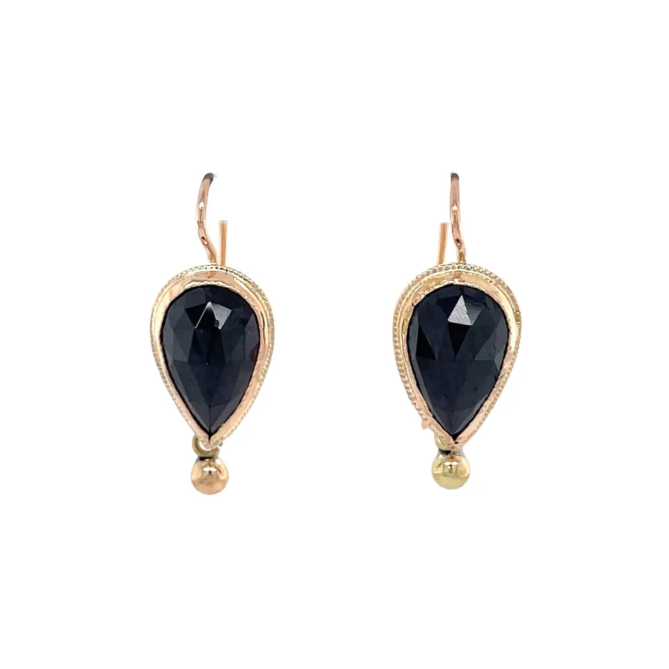 Vintage 14K Gold Drop Earrings with Garnet