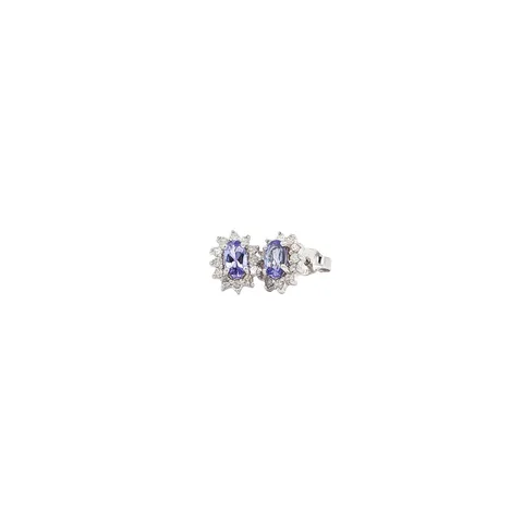 Vintage 9K Gold Earrings with Tanzanite and Diamond