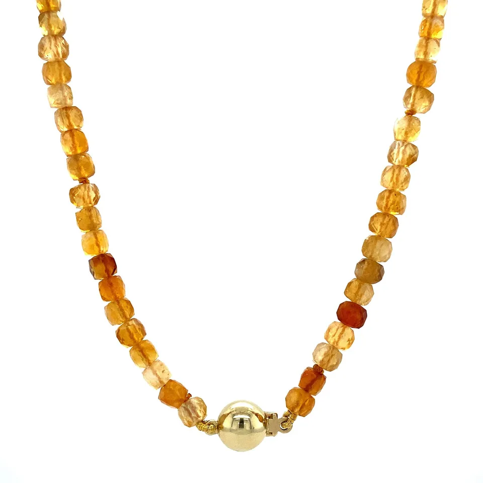 Vintage Citrine Necklace with 14K Gold Clasp