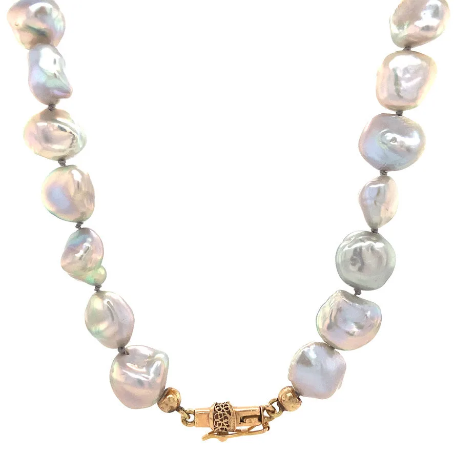 Vintage Pearl Necklace with 14K Gold Clasp 46 cm