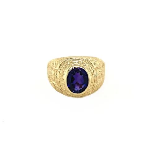 Vintage 9K Gold Men's Ring with Synthetic Alexandrite