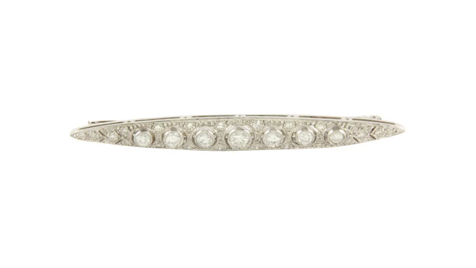 Vintage 14K Gold Brooch with Diamond