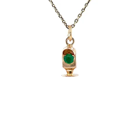 Vintage 18K Gold Traffic Light Pendant with Colored Stone