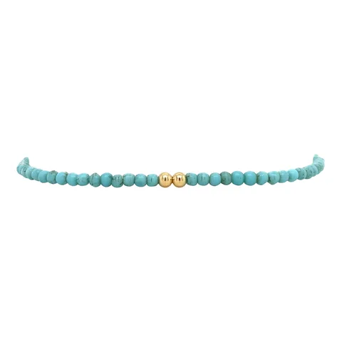 Vintage Turquoise Bracelet with 14K Gold Details 18 cm