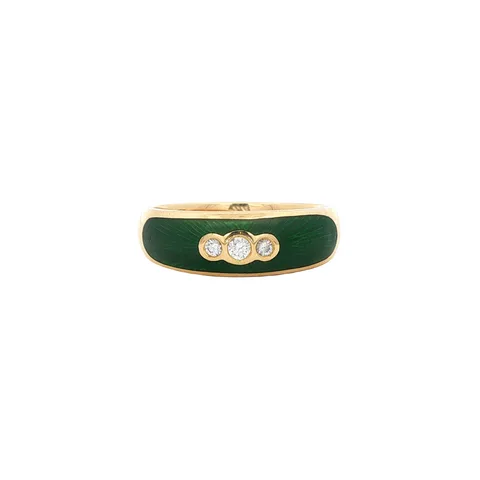 Vintage Fabergé 18K Gold Ring with Enamel and Diamond