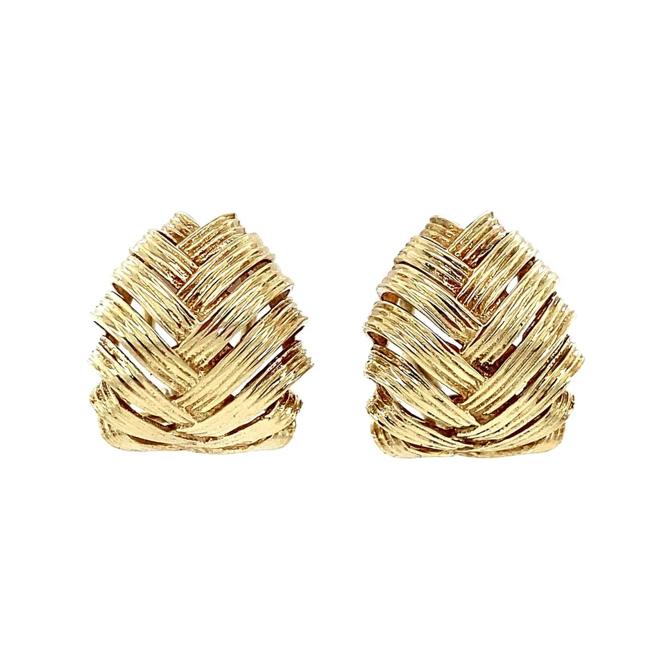 Vintage 14K Gold Clip Earrings Fancy