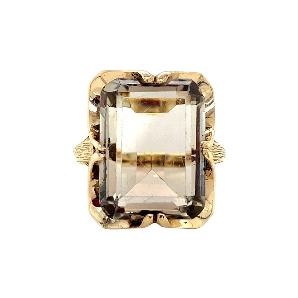 Vintage 9K Gold Ring with Smoky Quartz