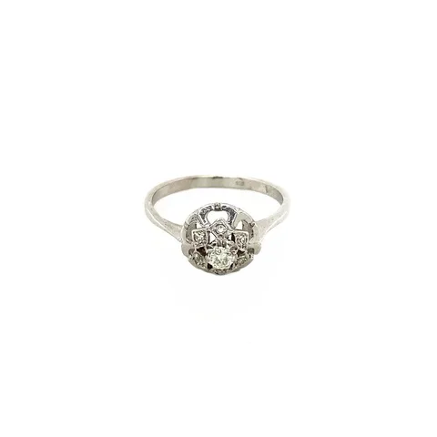 Vintage 14K White Gold Ring with Diamond