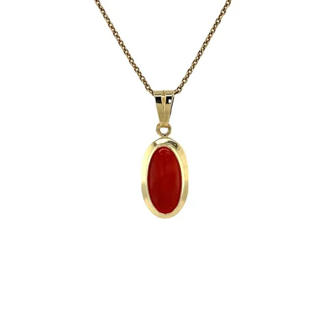 Vintage 14K Gold Pendant with Red Coral
