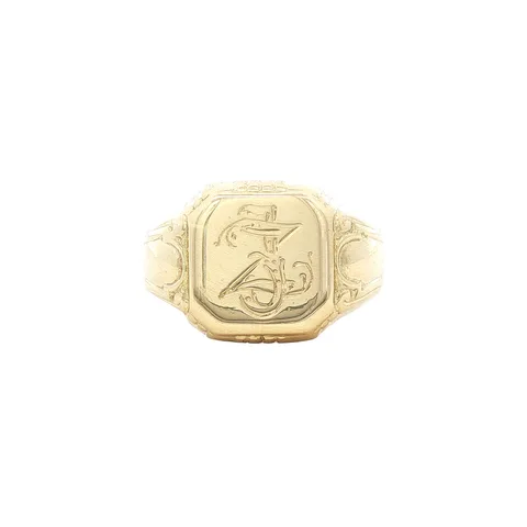 Vintage 14K Gold Signet Ring with Engraving