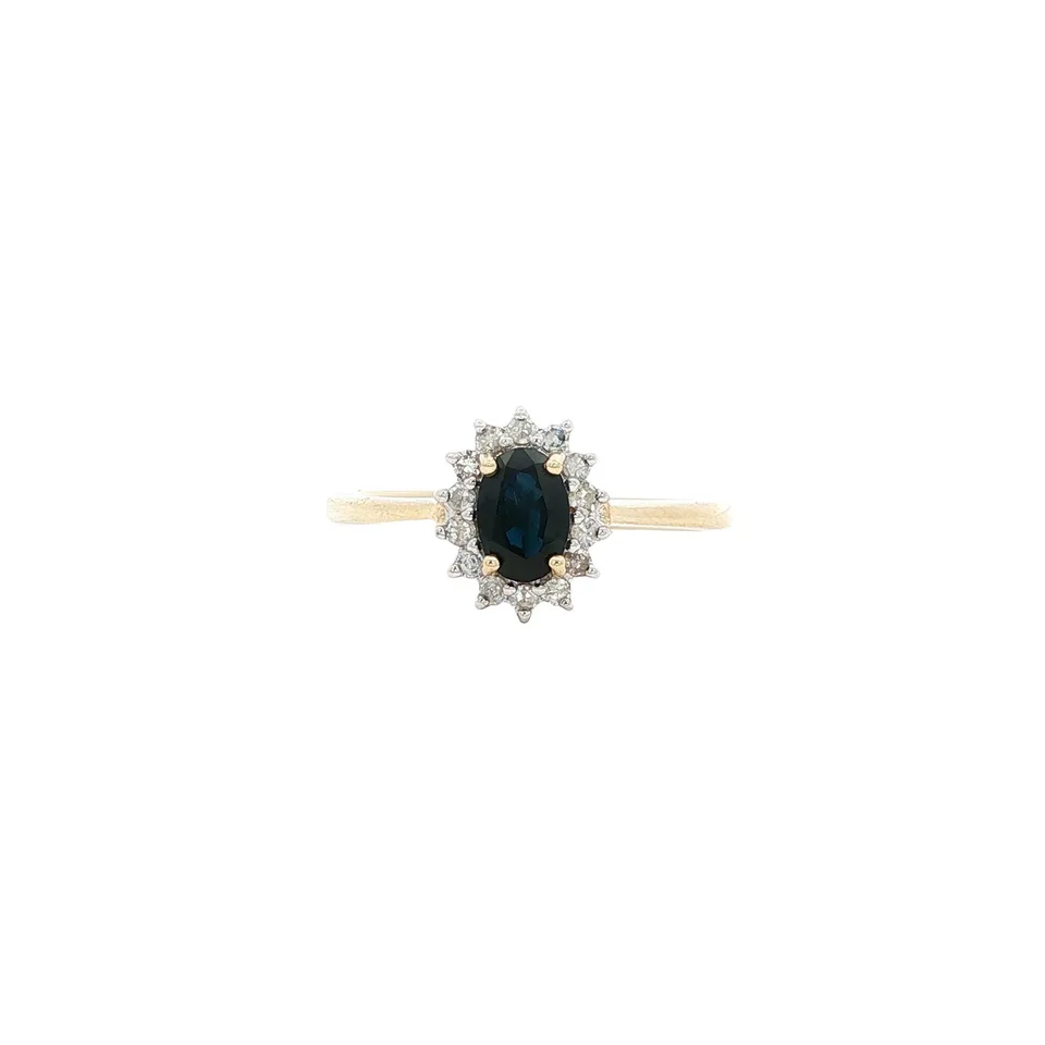 Vintage 9K Gold Ring with Sapphire and Diamond