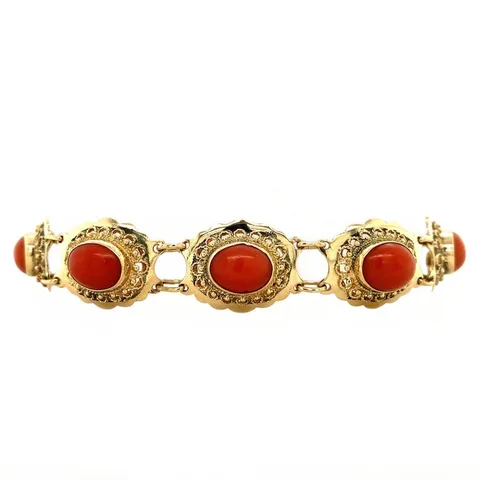 Vintage 14K Gold Bracelet with Red Coral