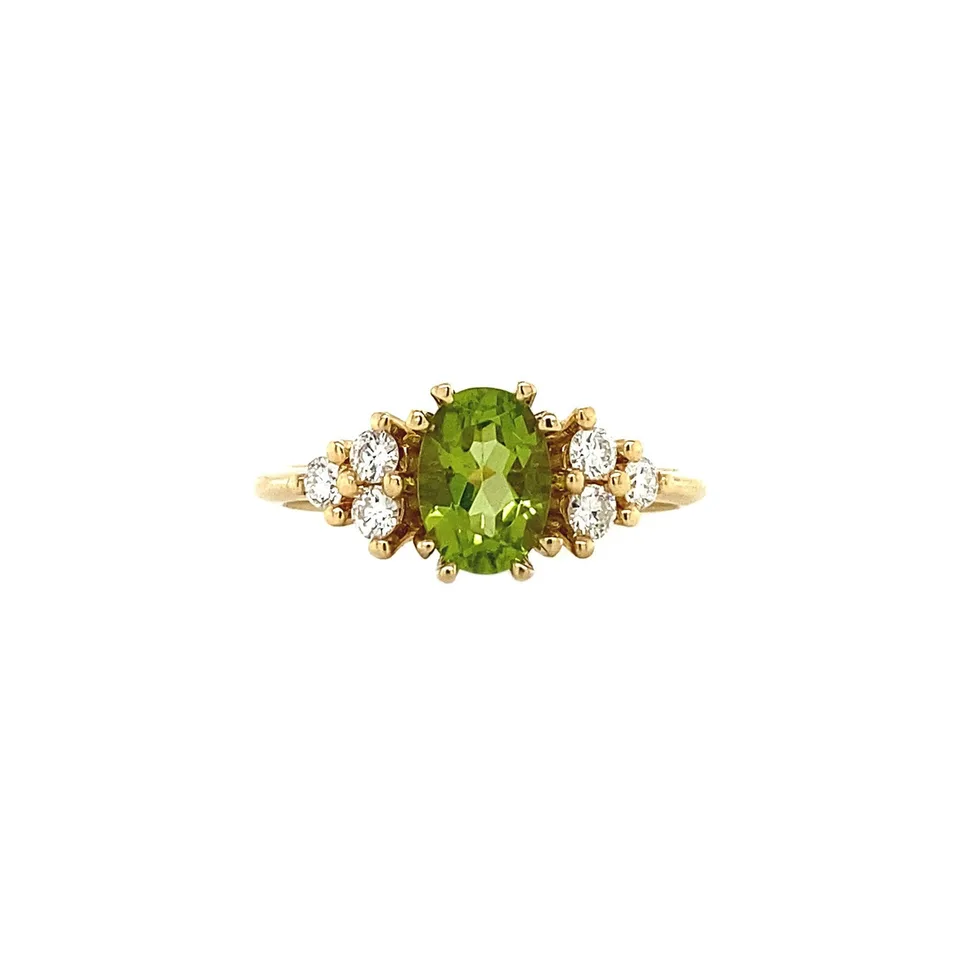 Vintage Audrey 14K Gold Ring, Lime
