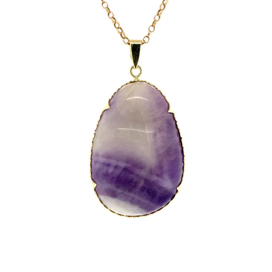 Vintage 14K Gold Pendant with Amethyst Quartz
