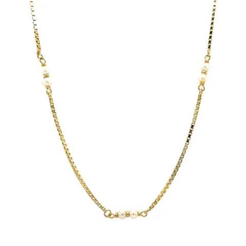 Vintage 14K Gold Necklace with Pearls