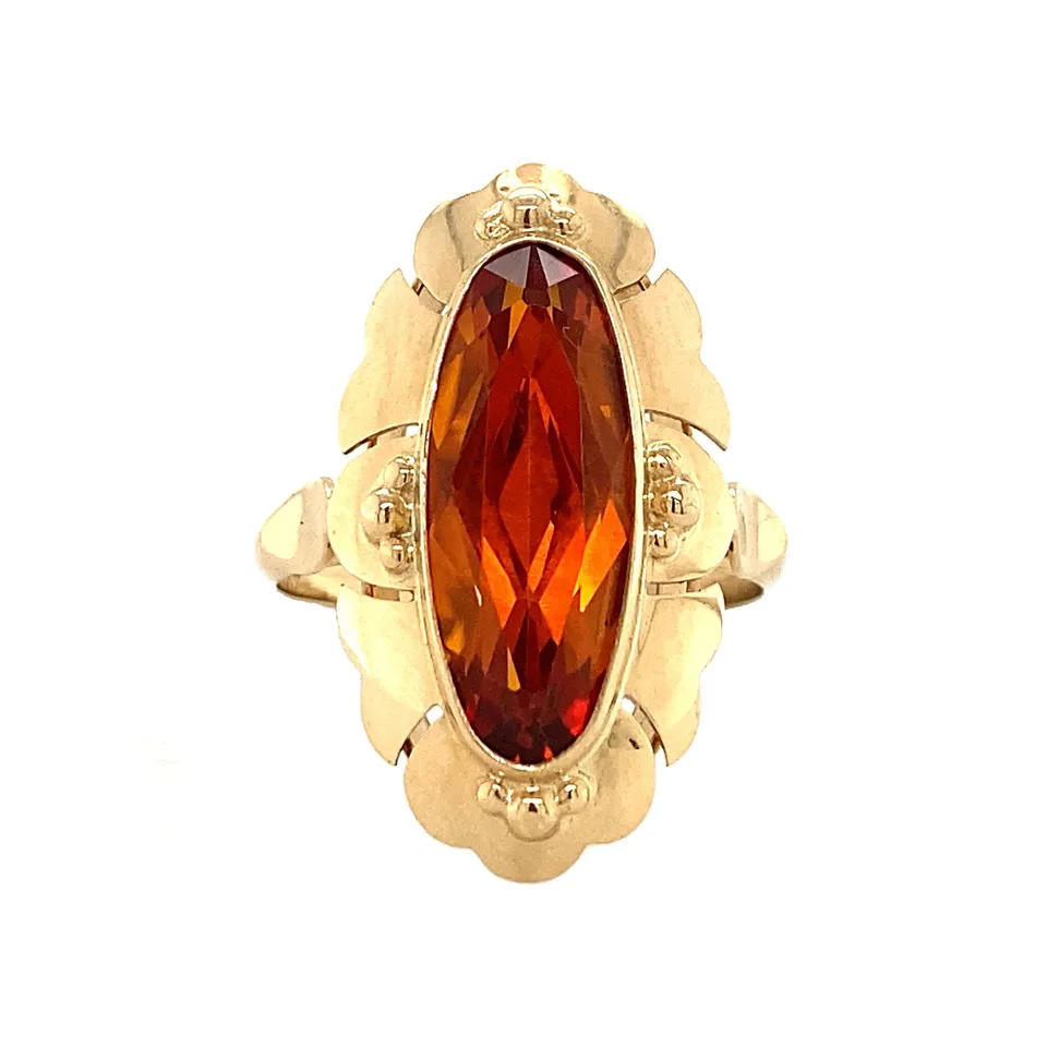 Vintage 14K Gold Ring with Orange Sapphire