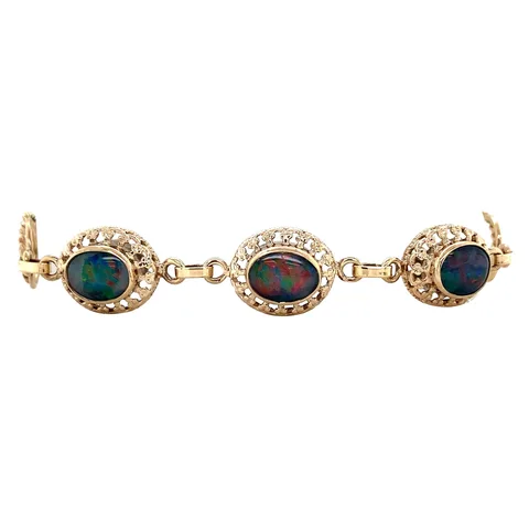 Vintage 9K Gold Bracelet with Opal Triplet