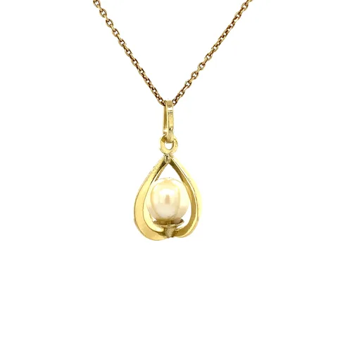 Vintage 14K Gold Pendant with Pearl