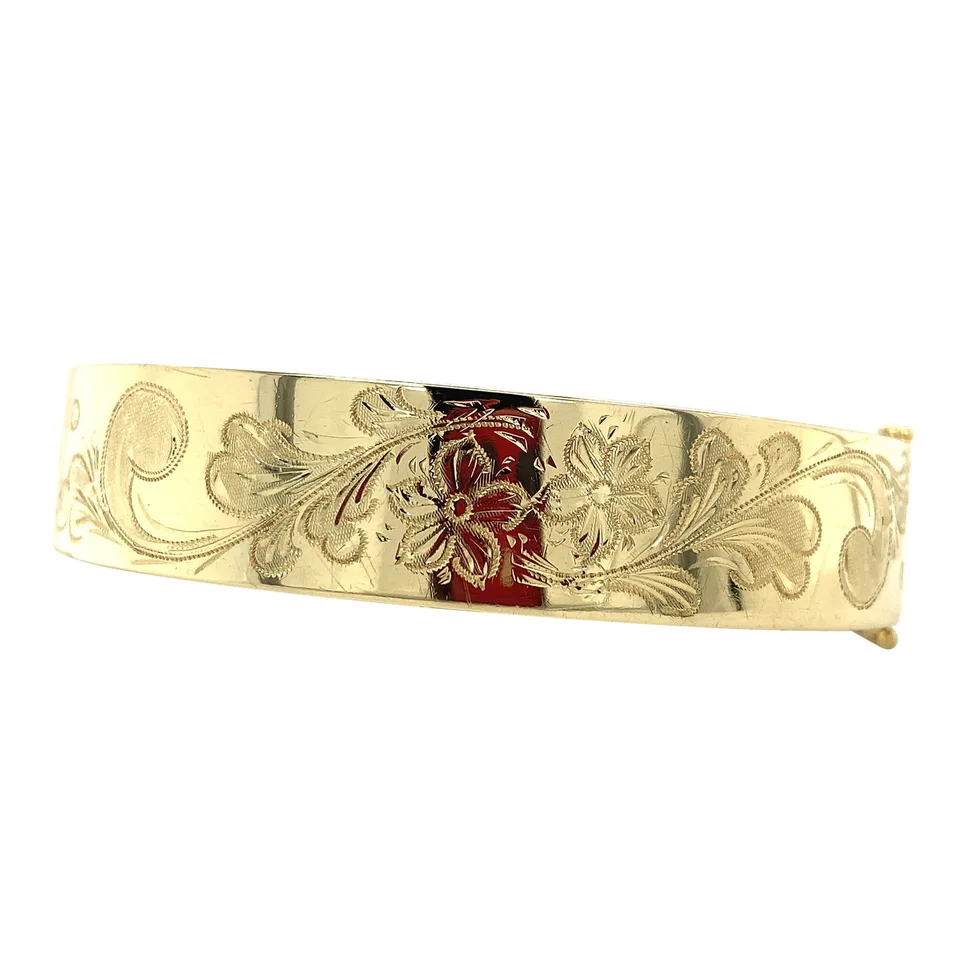Vintage 14K Gold Bangle with Engraving