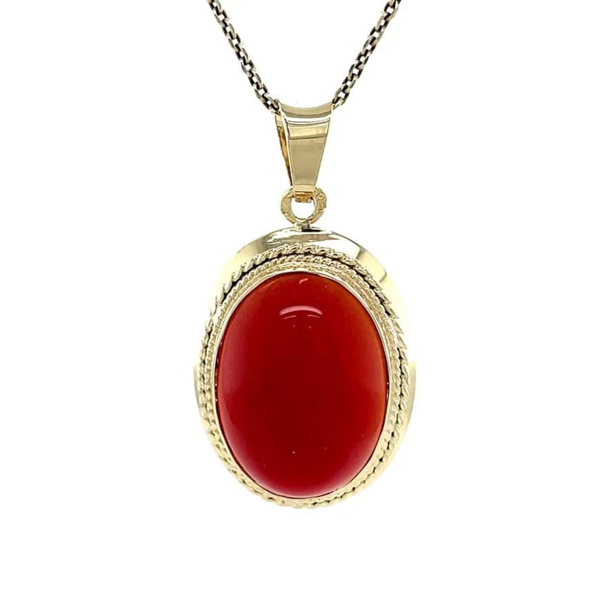 Vintage 14K Gold Pendant with Carnelian
