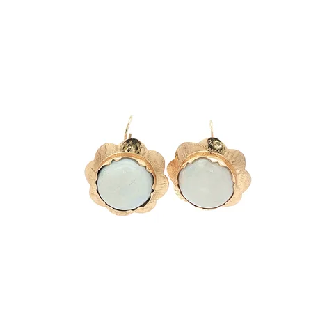 Vintage 14K Gold Drop Earrings with Opal