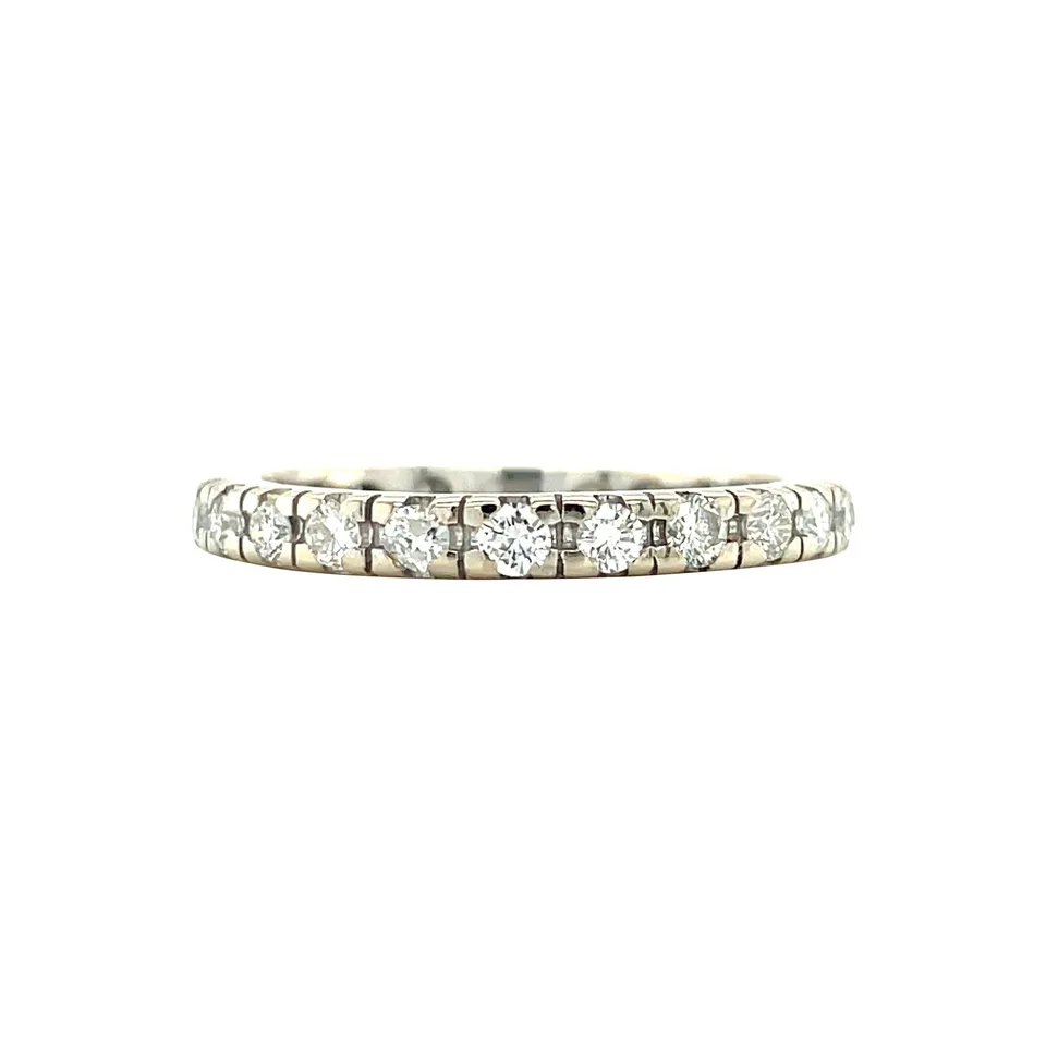 Vintage 18K White Gold Alliance Ring with Diamond