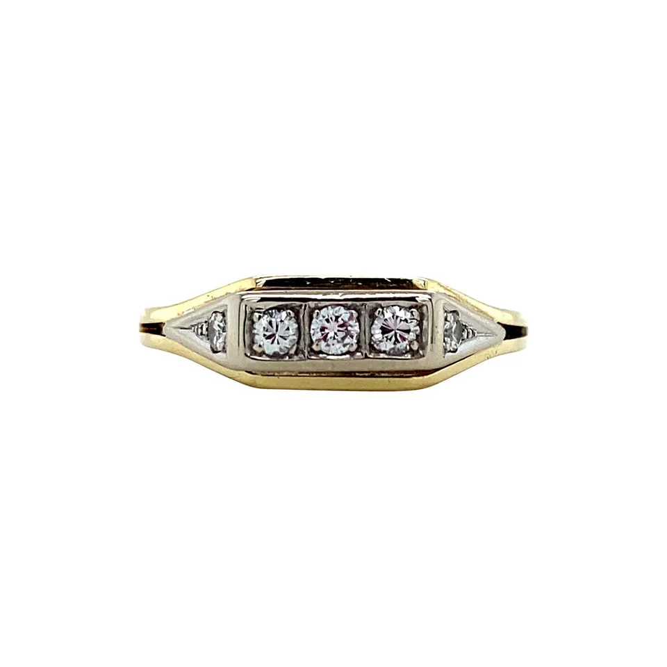 Vintage 14K Gold Trilogy Ring with Diamond
