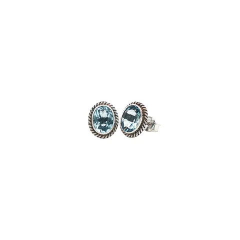 Vintage Sterling Silver Stud Earrings with Blue Topaz