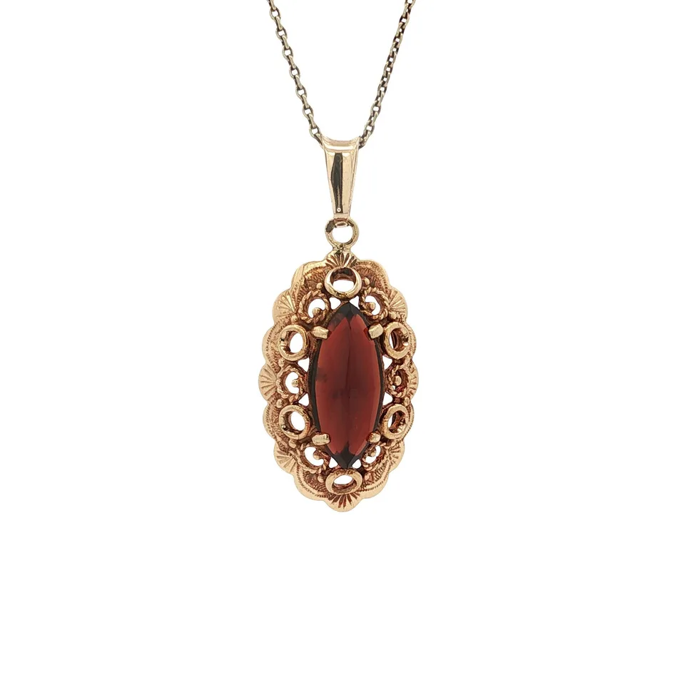 Vintage 14K Gold Pendant with Garnet