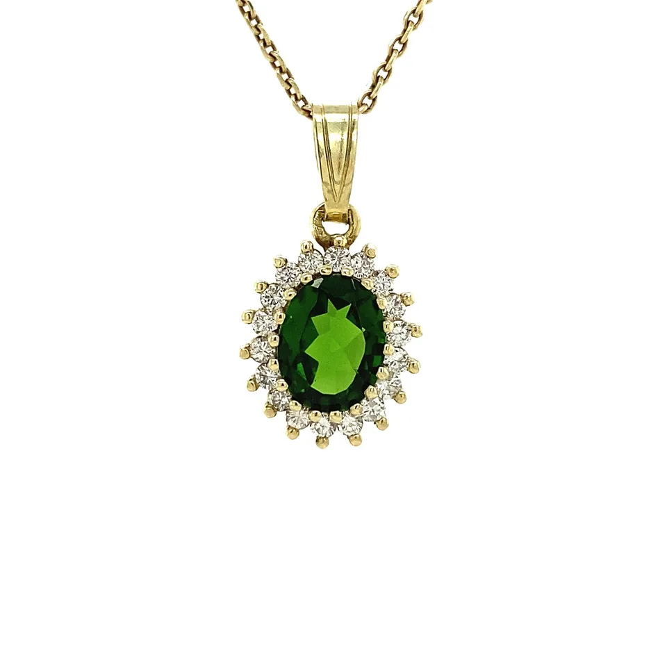 Vintage Lady Di 14K Gold Pendant, Moss