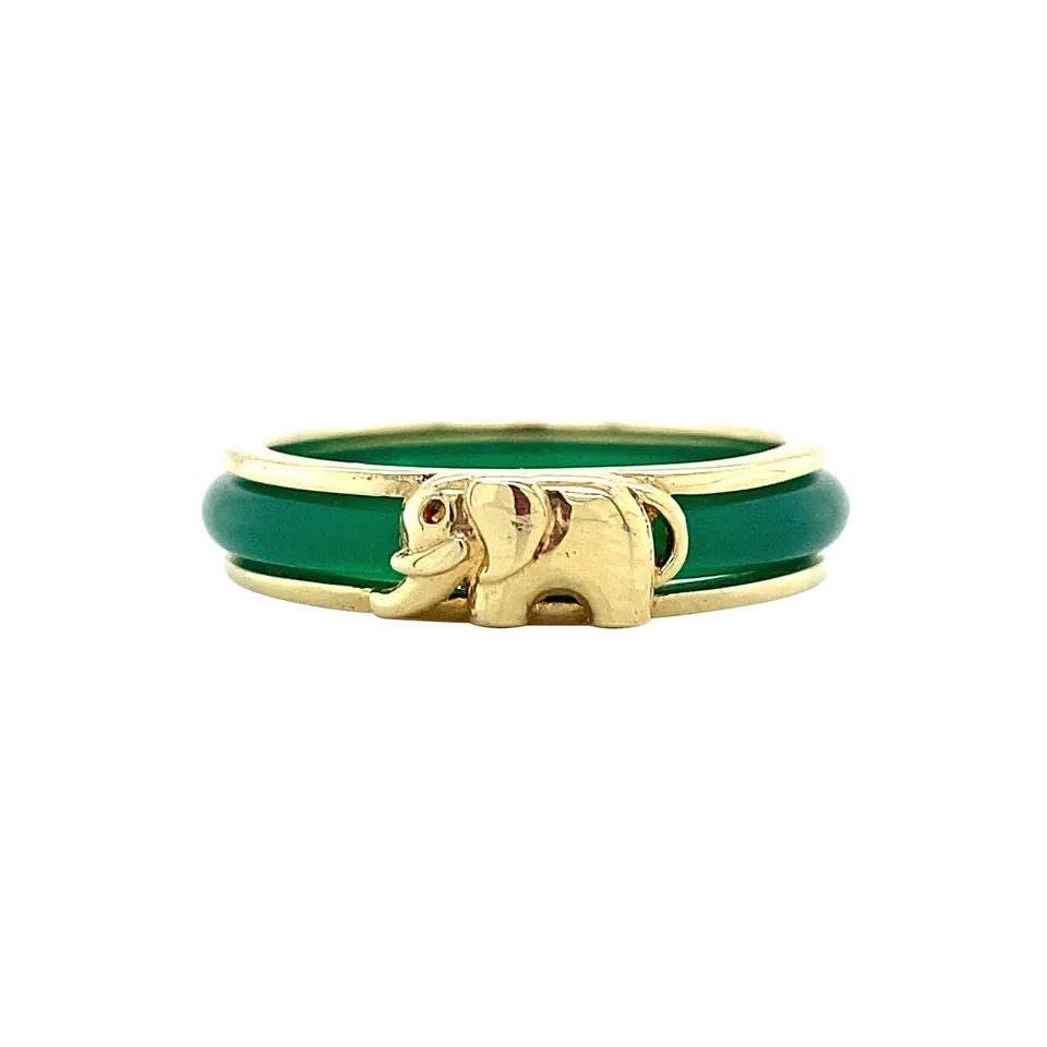 Vintage 14K Gold Ring with Glass
