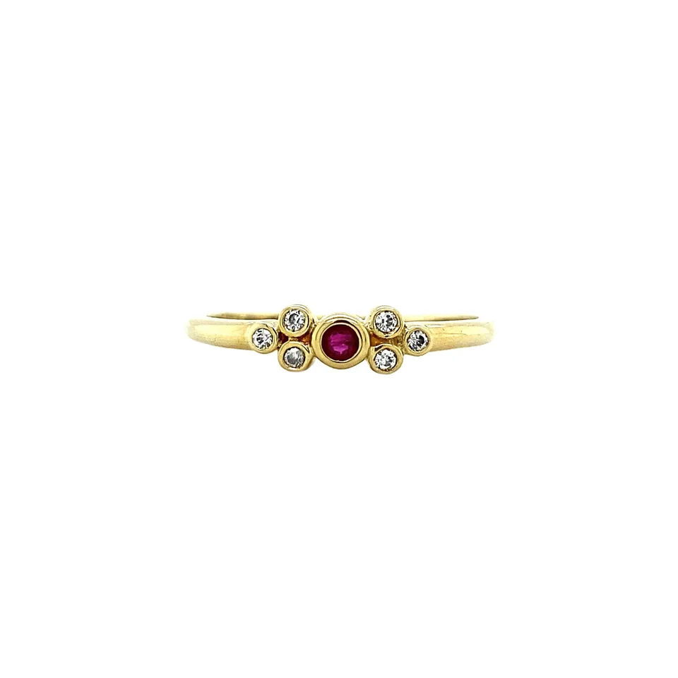 Vintage 14K Gold Ring with Ruby and Diamond
